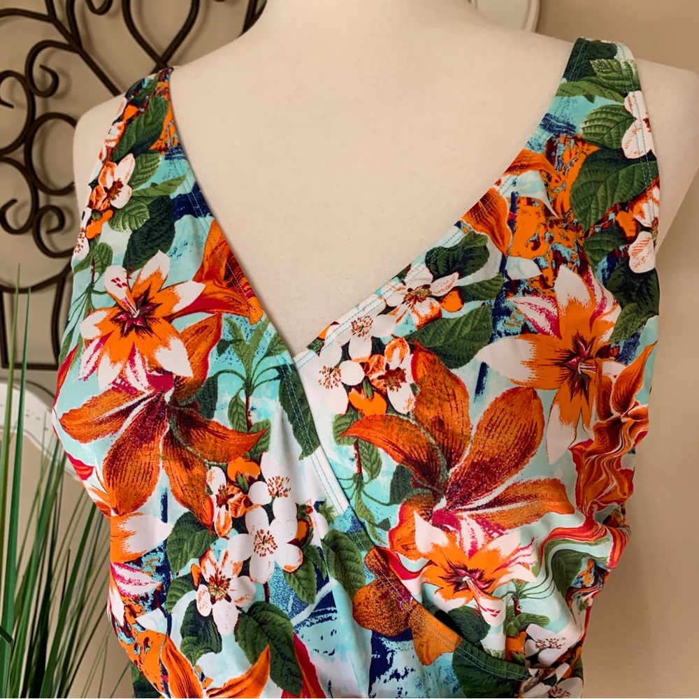 New! DENIM & CO Size 20W One Piece Tropical Swimdress - Picture 2 of 6